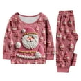 thumbnail image 5 of Family Christmas Pajamas Matching Set Ugly Christmas Sweater Crewneck Long Sleeve Knitted Santa Clause Sweater for Women Man Couples Pink Flannel, 5 of 5