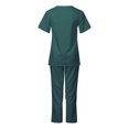 thumbnail image 5 of BiZtdJrK Scrub 2 Piece Outfits for Women Short Sleeve V Neck Scrubs Tops and Pants Sets Stretch Nursing Uniform with Pockets Army Green XL, 5 of 8