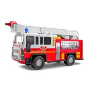 لعبة Playkidz 15 Fire Truck للأطفال مع أضواء وأصوات صفارات الإنذار ، مركبة الطوارئ الكلاسيكية باللونين الأحمر والأبيض ، سلم متحرك للعب التفاعلي ، متعة التعلم المبكر ، الأولاد أو الفتيات
