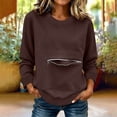 thumbnail image 3 of Lumosvexa Women's Long Sleeve Pullover with Pockets Loose Fit Round Neck Fall Casual Soft Sweatshirts Brown 2XL, 3 of 7