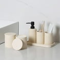 thumbnail image 2 of Bathroom Accessory Set - 6 Pieces Bathroom Accessories Set Complete with Soap Dispenser, Toothbrush Holders, Tumbler, Vanity Tray and 2 Qtip Holder for Home Organizer and Decor, Beige, 2 of 18
