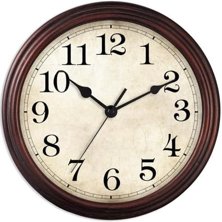Wall Clock, 9 Inch Silent Non Ticking Classic Battery Operated Clocks, Decorative for Living Room, Bedrooms, Bathroom, Kitchen Office (Bronze)