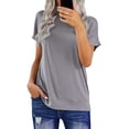 thumbnail image 2 of Womens Striped Color Block Short Sleeve Causal Blouses T Shirts Tops, 2 of 6