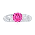 thumbnail image 5 of Rosec Jewels Vintage Inspired Ring for Women, Lab Grown Pink Sapphire Ring with Diamond, 10K White Gold, US 6.50, 5 of 9