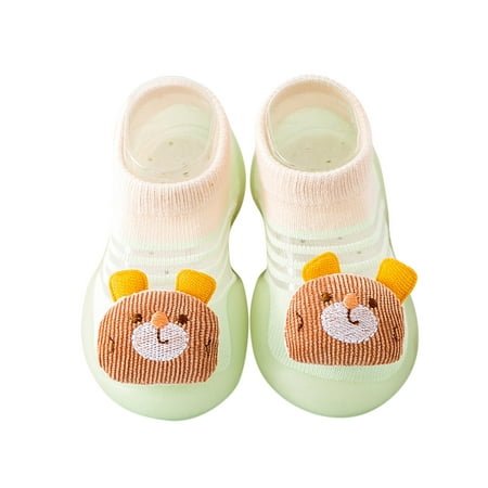 

kpoplk Toddler Girl Sneakers Summer And Autumn Comfortable Toddler Shoes Cute Bear Pattern Children Mesh Baby Sock Shoes(Mint Green)