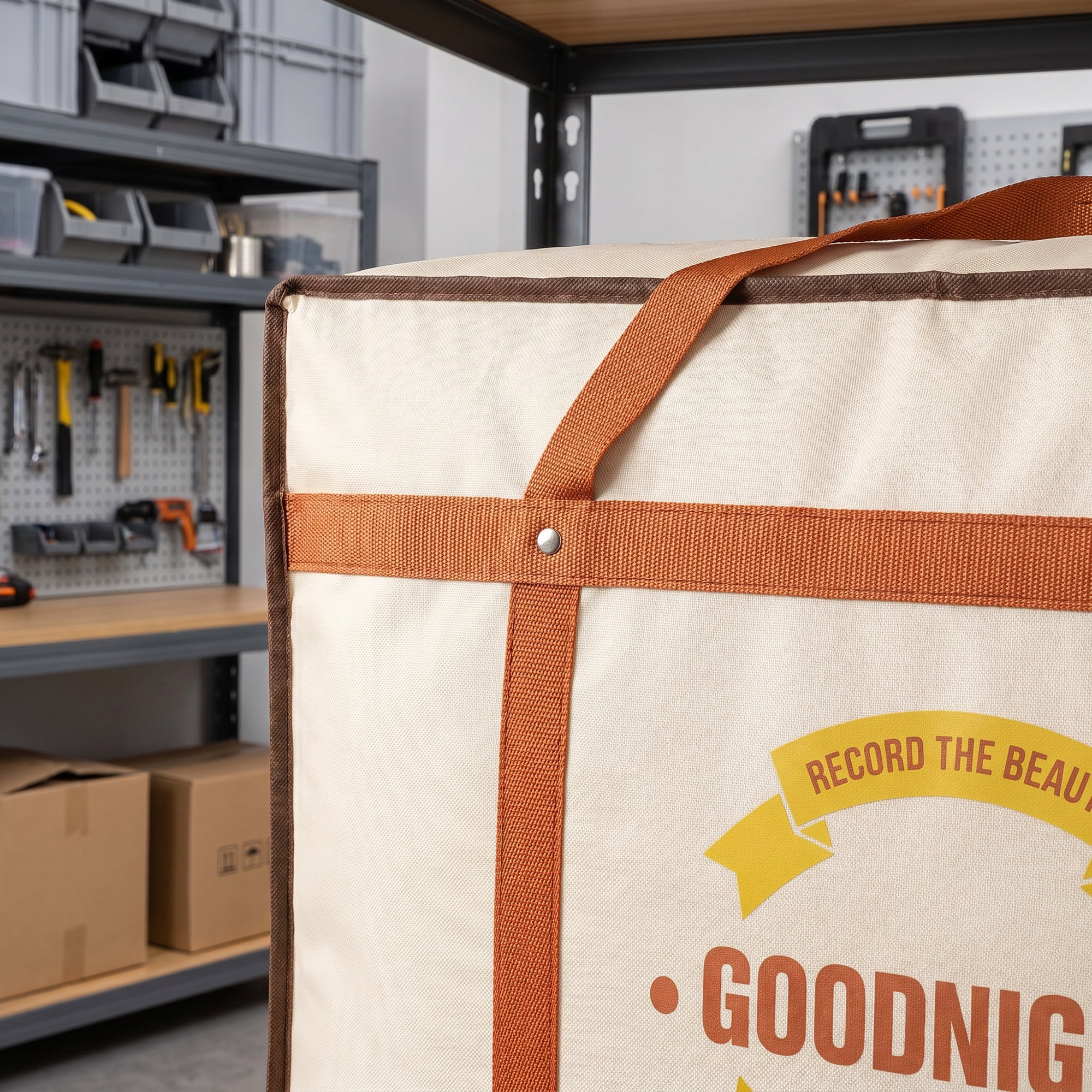 Unique Bargains Spacious Carry Duffle for Seasonal Garment Arrangement Beige 28.3" x 20.5" x 12.2"