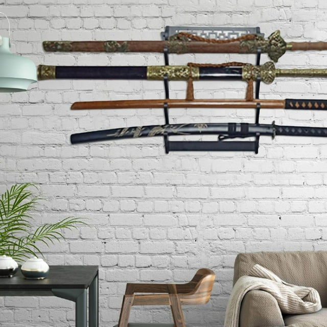 2/3/4 Support d'Épée Mur Monté Stand Samouraï Stand Support Épée Mur Katana Flûte Rack 4 Niveaux