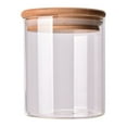 thumbnail image 1 of Recipiente de almacenamiento de alimentos sellado con tarro de vidrio transparente con tapa de madera para té suelto, grano de café, azúcar, sal, 1 of 6