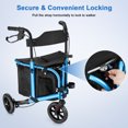 thumbnail image 6 of WalkMate 3 Wheel Rollator Walker for Slim Seniors, 8'' Wheels Lightweight Foldable Rollator Walker, Height Adjustable Handles and Large Storage Bag, Blue, 6 of 9