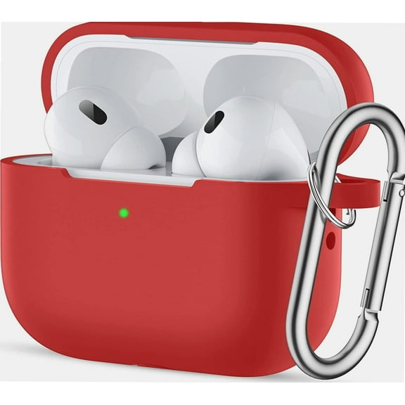 for AirPods Pro 2 Case Cover 2022 - Full Body Protective Silicone Case Compatible with New Apple AirPods Pro 2nd Generation Case, Shockproof Cover with Carabiner, Red