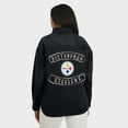thumbnail image 5 of Women's WEAR by Erin Andrews Black Pittsburgh Steelers Washed Oversized Denim Full-Snap Shacket, 5 of 6