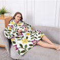 thumbnail image 5 of Oversized Wearable Blanket Hoodie,Pioneer Flower Floral Print Pattern Sherpa Blanket Hoodie with Super Pockets,Super Warm Fuzzy Pullover for Women & Men, 5 of 6