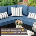 thumbnail image 5 of Walsunny 5 Pieces Patio Furniture Sets, Outdoor Wicker Rattan Patio Conversation Set with Cushions and Glass Table for Backyard, Garden,Pool, Black Rattan Dark Blue Cushions, 5 of 7