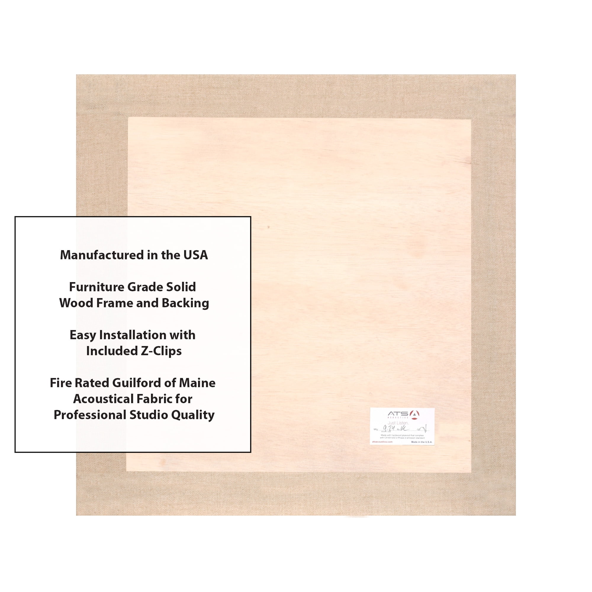 ATS Acoustics Soundproofing Studio Quality Acoustic Panel Fire Rated Square Edge 24x24x2