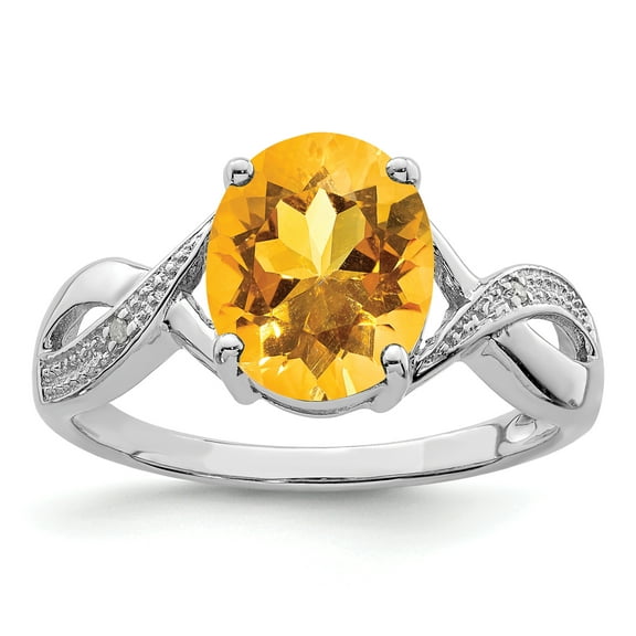 Primal Silver Sterling Silver Rhodium-plated Citrine and Diamond Ring