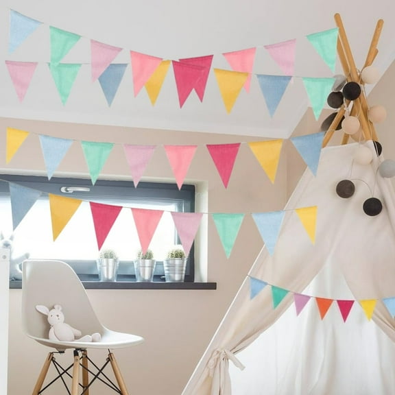 4-Pack Triangle Banner Garland, 48 Pastel Flags for Birthday Party & Event Decorations