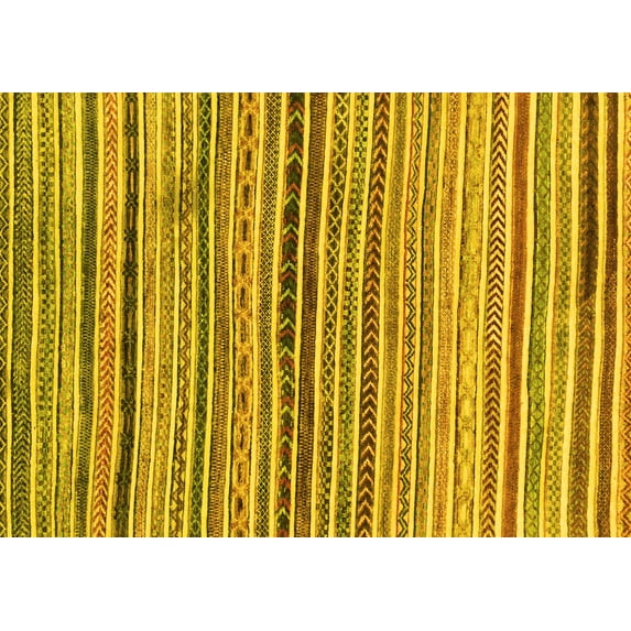 Ahgly Company Indoor Rectangle Abstract Yellow Modern Area Rugs, 3' x 5'