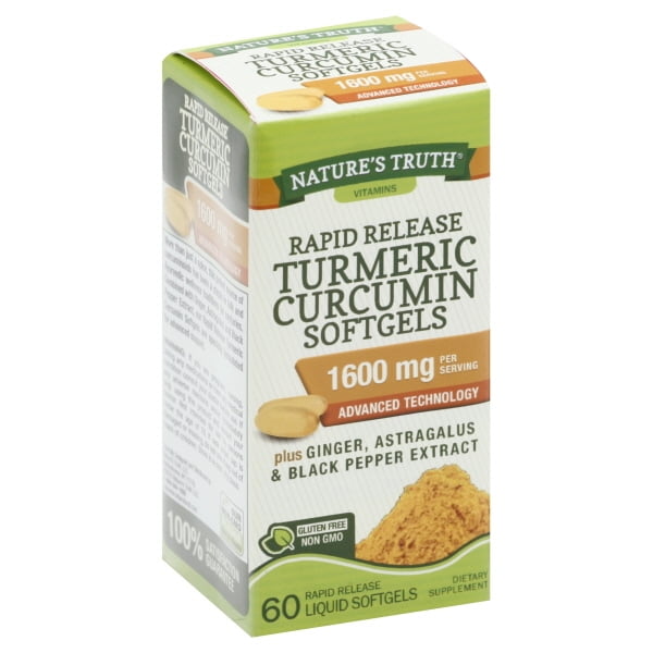 Nature's Truth Turmeric Curcumin, 1600mg, 60 Liquid Softgels Each