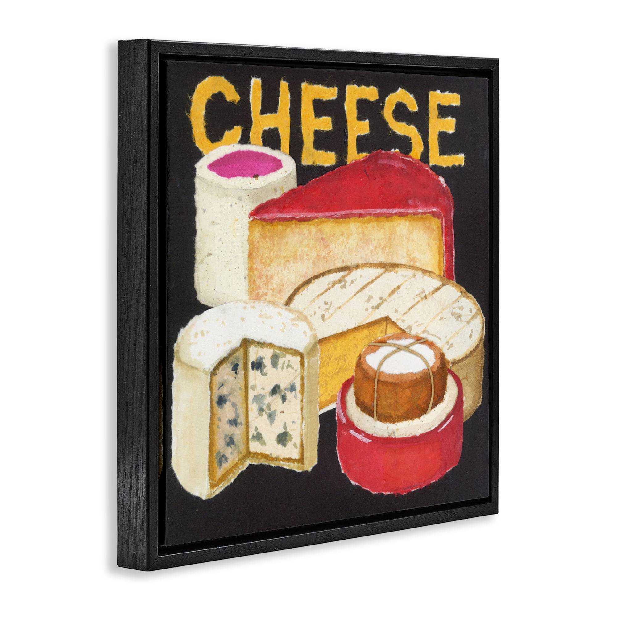 Stupell Industries Assorted Cheese Wheels Black Framed Floater Canvas Wall Art, design by Nancy Overton