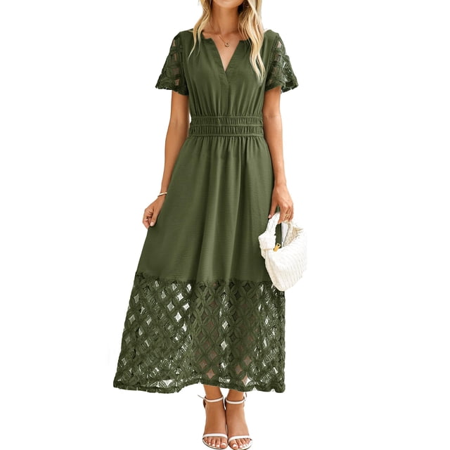 Vestido largo Simplee Apparel Boho de encaje primavera-verano para mujer
