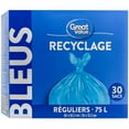 thumbnail image 3 of Great Value Regular Blue Recycle Bags, 75L , 30bags, 3 of 4