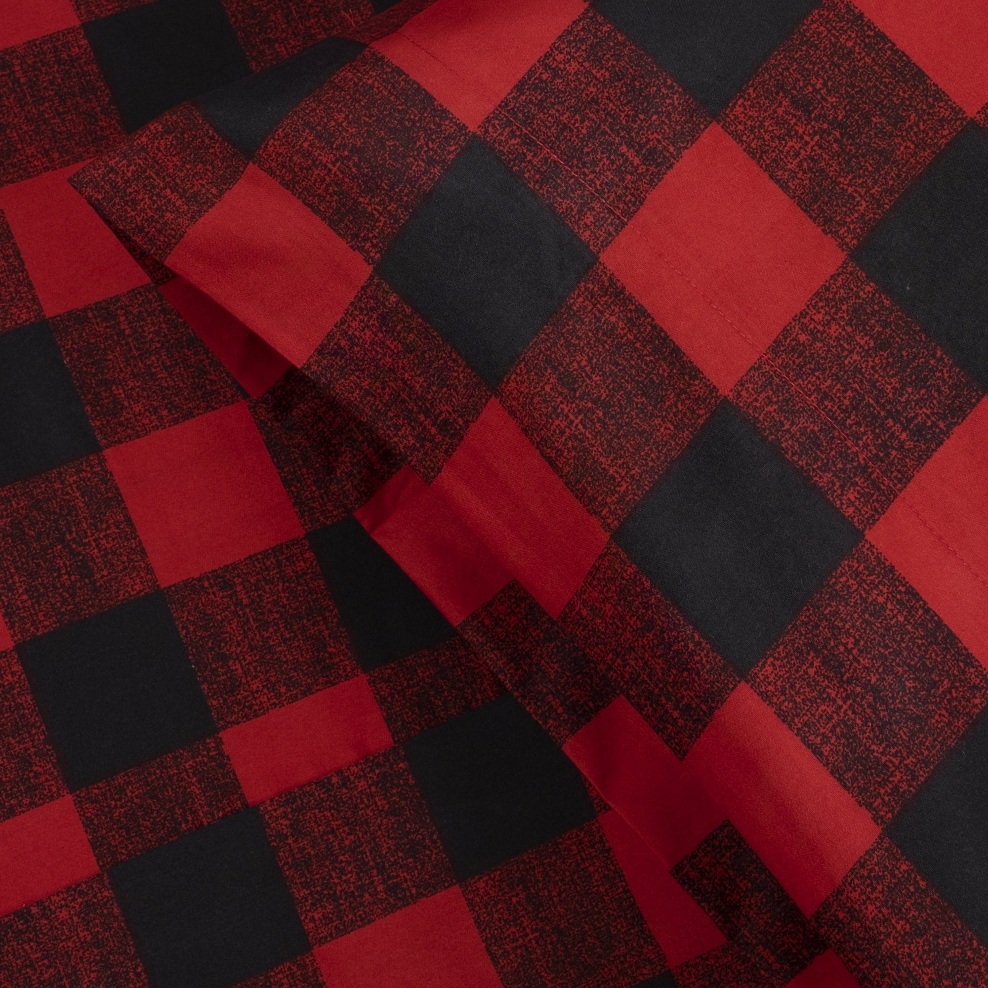 Sweet Home Collection 1800 Series Buffalo Plaid Black and Red 4 Piece Bed Sheet Set - Twin
