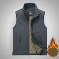 thumbnail image 2 of Lovskoo Men's Outdoor Casual Sleeveless Cargo Jackets Fleece Lined Stand Collar Full Zip Coats Warm Outwear Padded Vest Coats Gray, 2 of 8