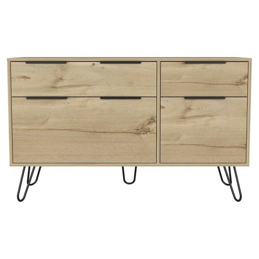 atlin designs dresser Atlin Designs Modern Metal Dresser with 3-Drawer & Countertop in Light Oak