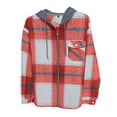 thumbnail image 4 of Mens Plaid Jacket Dqueduo Men's Flannel Plaid Hooded Long Sleeve Button Front Casual Shirt Jacket, Multiple Styles Red L, 4 of 5