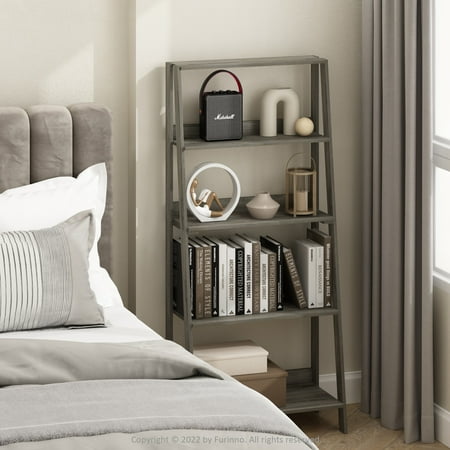 Furinno 5-Tier Ladder Bookcase Display Shelf French Oak