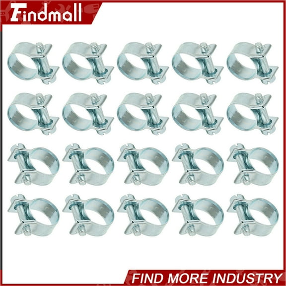 findmall 20 Pieces 19/32" 13mm - 15mm Fuel Injection Hose Clamp / Fuel Clamps
