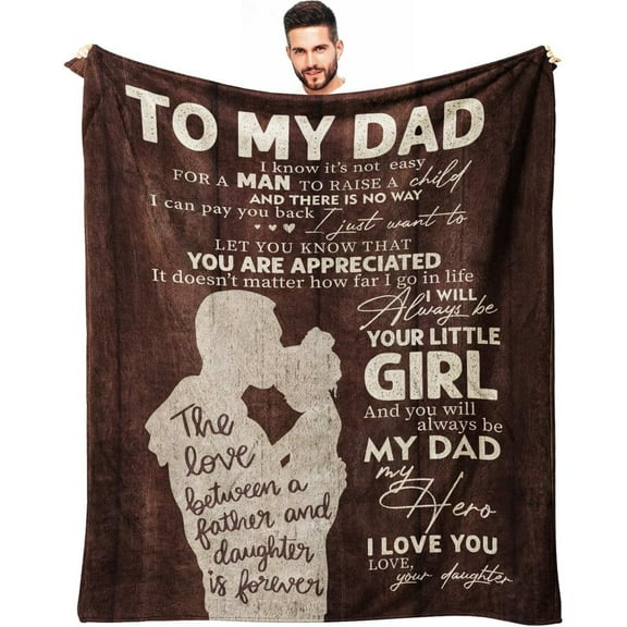 60"x50" Dad Birthday Gifts from Daughter, Gifts for Dad from Daughter Blankets, Birthday Present for Father from Kids, Best Presents for Father