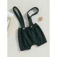 thumbnail image 3 of Bagilaanoe Newborn Baby Boy Girl Suspender Shorts Solid Color Overalls 3M 6M 9M 12M 18M Infant Waffle Jacquard Elastic Waist Short Pants, 3 of 8