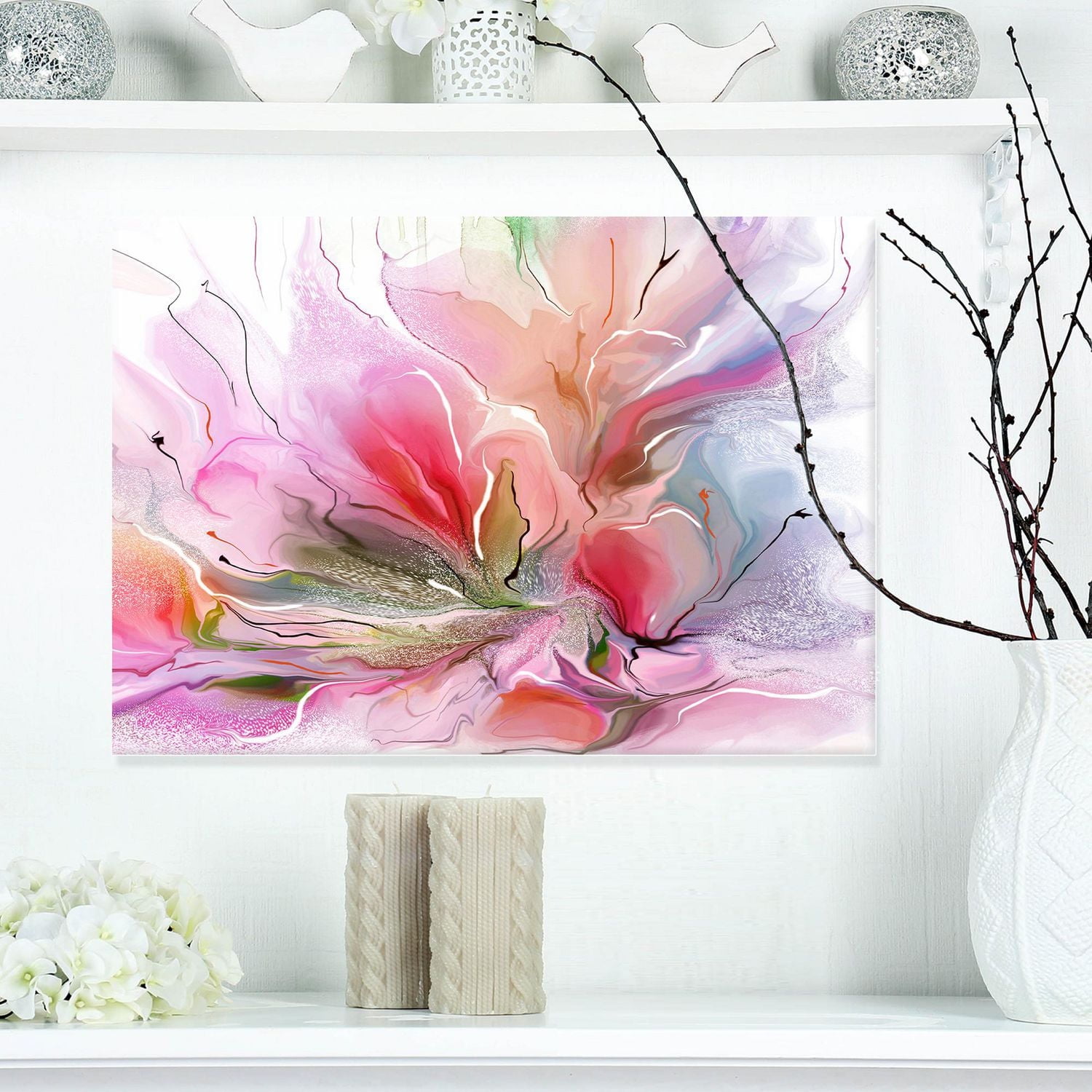 Designart Lovely Painted Floral Design Canvas Wall Art