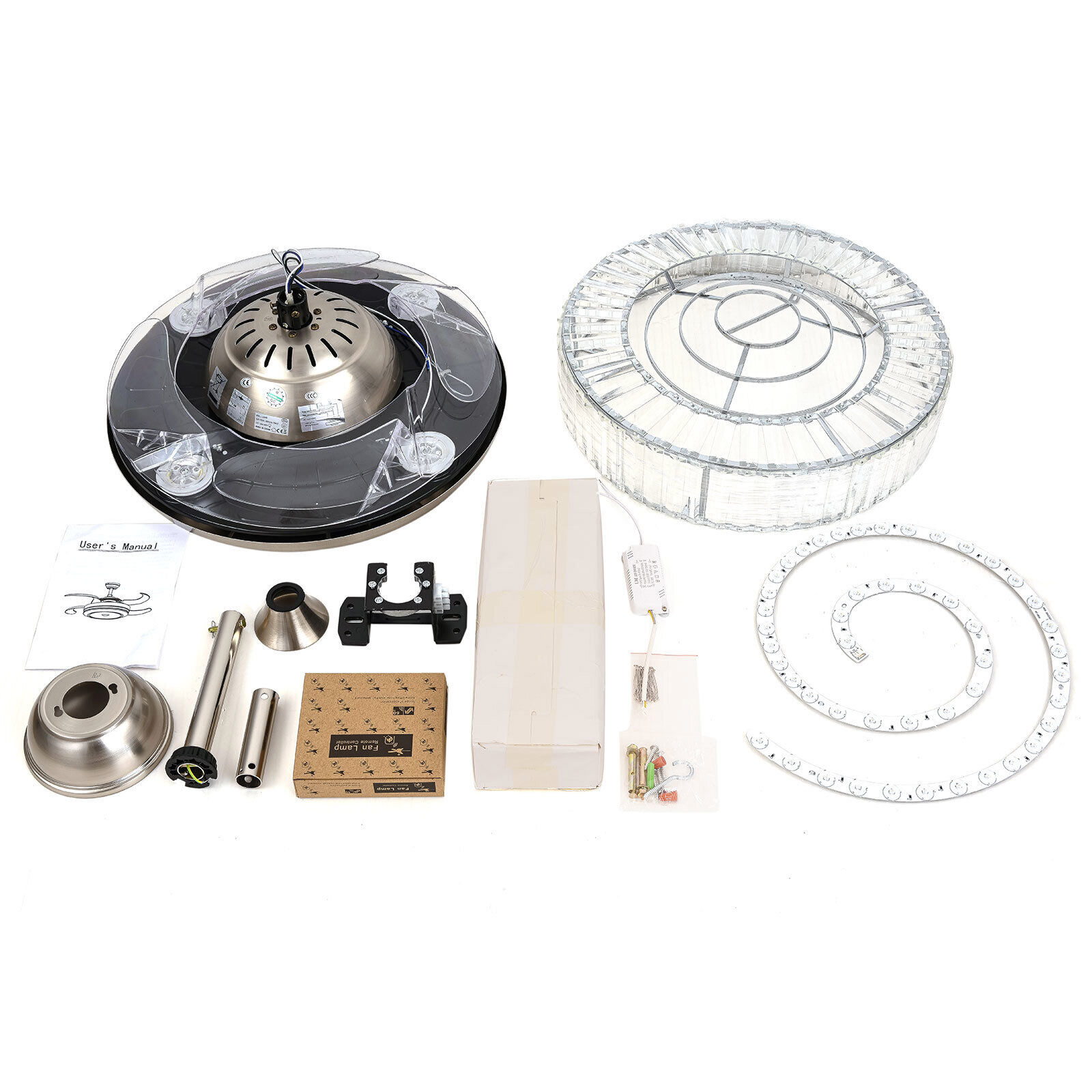 36"Modern Indoor Ceiling Fan With LED Light Crystal Ceiling light with Fan Chandelier Lamp pendent celling lighting lamp light fixture Fandelier Remote Control 3 Fan Speeds