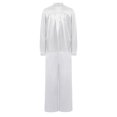 thumbnail image 4 of TTAO Kids Boys Praise Dance Outfit Long Sleeve Satin Liturgical Pullover Top With Worship Wide White 14, 4 of 6