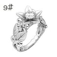 thumbnail image 2 of Beautiful Womens Floral Ring Rose Lucky Flower Leaf Diamond Jewelry Gift Rings, 2 of 2