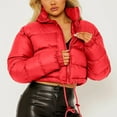thumbnail image 4 of Cadancy Cropped Jacket Women Puffer Long Sleeve Zip Up Stand Collar Quilted Jackets Drawstring Hem Y2K Fashion Streetwear Puffy Casual Loose Down Coats 2025, 4 of 7