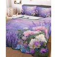 thumbnail image 3 of Quilts Twin Size, Purple Lavender Soft Comforter Bedding Set for Bed, Spring Watercolor Country Wildflowers Lightweight Quilted Bedspread with Pillow Cover(2 Pieces) for All Season, 68x86 Inch, 3 of 6