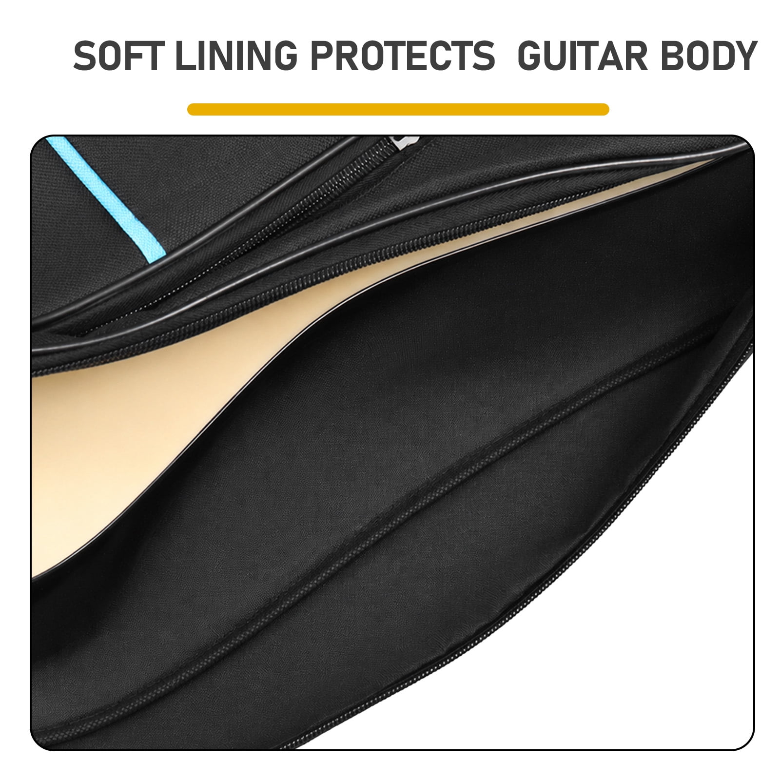 41 Inch 600D Oxford Cloth Acoustic Guitar Bag Black With Blue Line