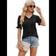 thumbnail image 2 of Blusas Lindas con Mangas Abullonadas para Mujer, Camisetas de Verano Ajustadas con Cuello en V, Blusas de Moda Y2k para Salir, Blusas Casuales, Camisetas Tipo Túnica Negro XXL, 2 of 7