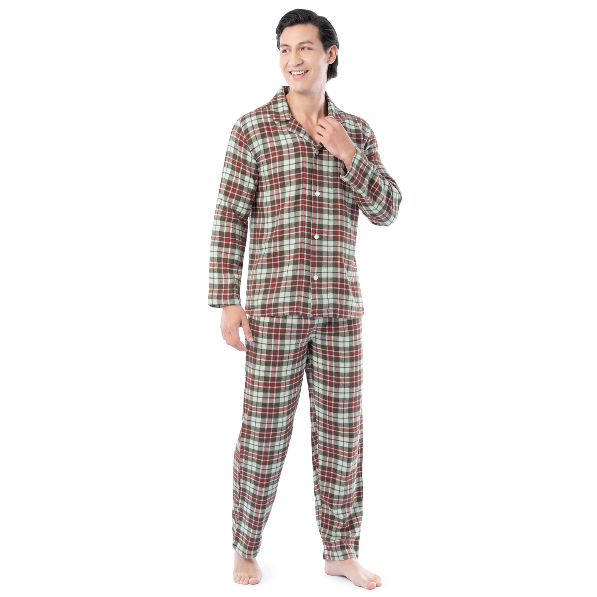 Fruit of the Loom Men's Plaid Flannel Top and Bottom Pajama Set, Sizes S-5XL