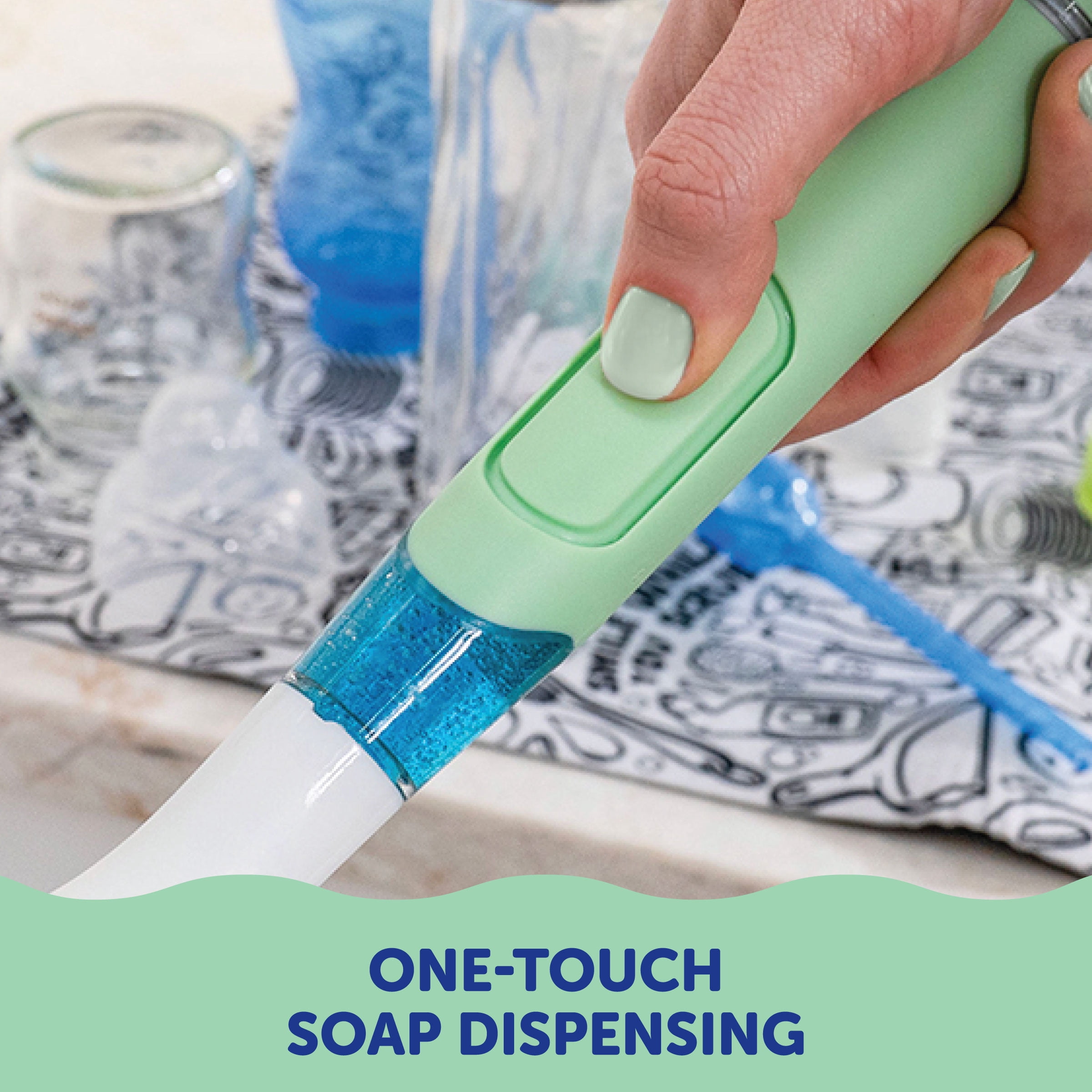 Scrub Daddy Scrub Baby Scratch-Free Self-Standing One-Touch Soap Dispensing Built-in Nipple Cleaner Baby Bottle Cleaning Brush