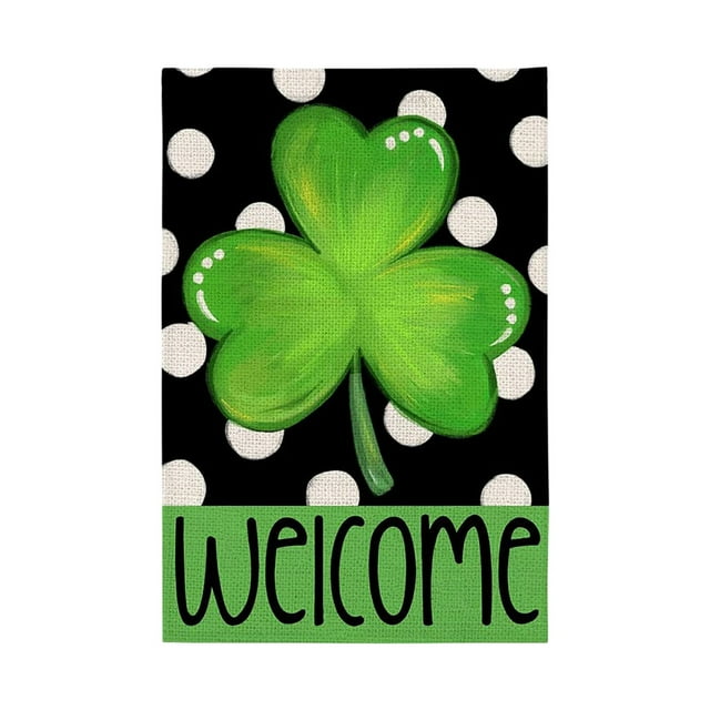 St. Patricks Day Linen Garden Flags Patio Decor Flags Holiday Background Flags Outdoor Garden Decor Patio