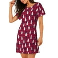 thumbnail image 2 of Kdxio white Tree red plaid Pattern Womens Short Sleeve Sleepshirt Scoopneck Cute Nightdress Ruffle Comfy Nightgown, 2 of 6