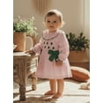 thumbnail image 4 of Loicainy Toddler Baby Girls Dress for St Patrick's Day 6 12 18 24 Months 2T 3T 4T Puff Long Sleeve Crew Neck Shamrock Embroidery Smocked Bow Decor A Line Spring Dresses, 4 of 9