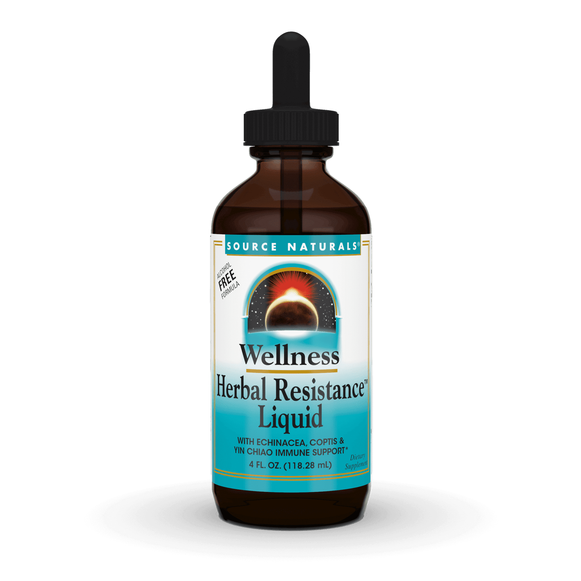 Source Naturals Wellness Herbal Resistance Liquid Formula with Echinacea, Coptis & Yin Chiao Immune Support - 4 Fluid oz