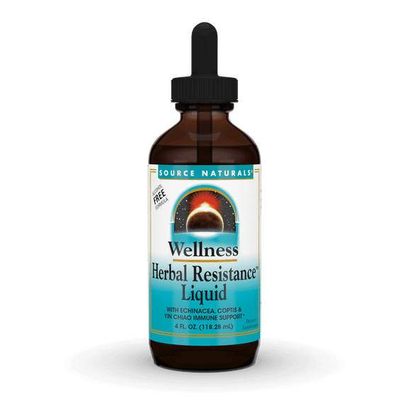 Source Naturals Wellness Herbal Resistance Liquid Formula with Echinacea, Coptis & Yin Chiao Immune Support - 4 Fluid oz