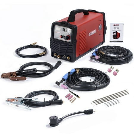 Dc Generator Welder Amico Power CTS-200, 3-IN-1 Combo 50A-Plasma Cutter, 200A TIG-Torch & Stick Arc DC Welder 120/240V Dual Voltage New ()