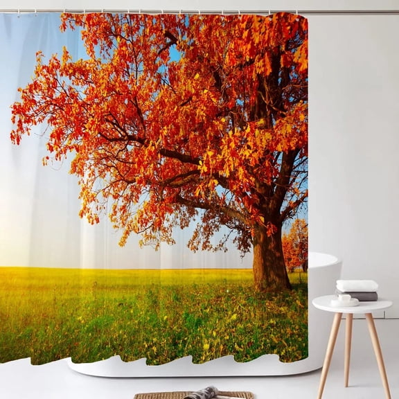 Forest Scenery Printed Fabric Shower Curtains Autumn leaves Tree leaf Bath Screen Waterproof Products Bathroom Decor with